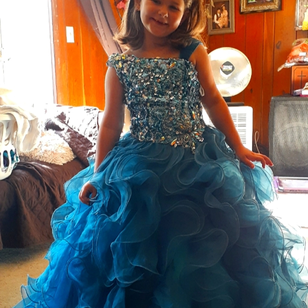Tiffany Designs Peacock size 6 formal dress.